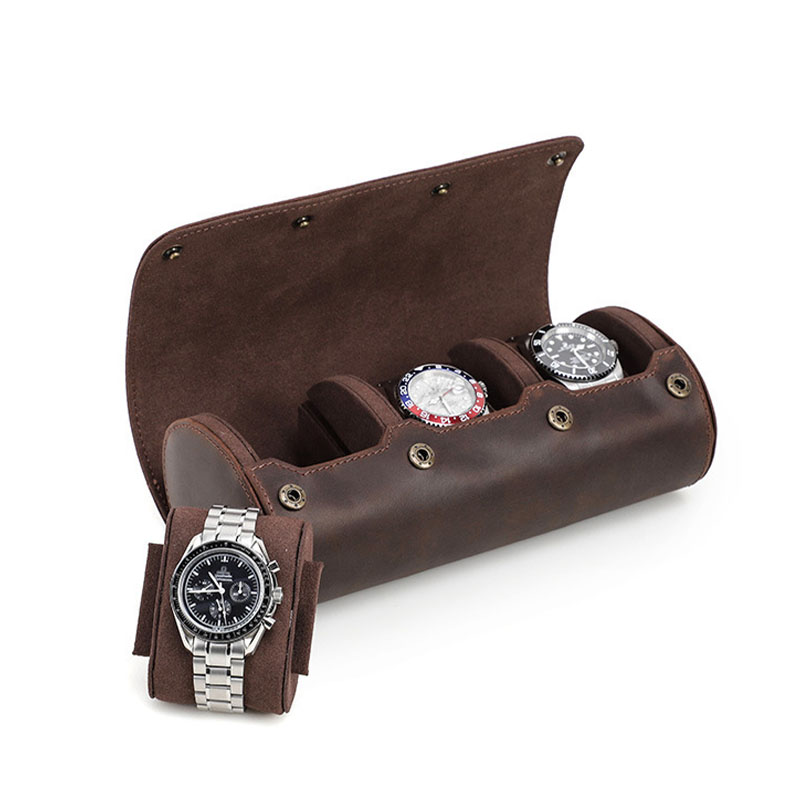 กระเป๋าใส่นาฬิกาหนังวัวแท้สำหร - Watch Travel Roll Case 3 Slots Leather บทวิจารณ์และราคา