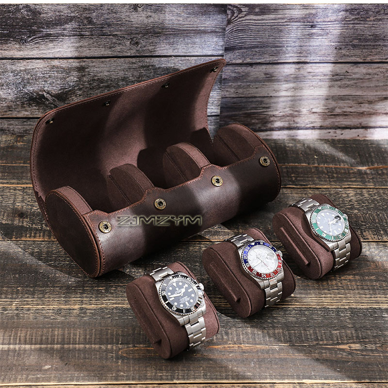 กระเป๋าใส่นาฬิกาหนังวัวแท้สำหร - Watch Travel Roll Case 3 Slots Leather บทวิจารณ์และราคา