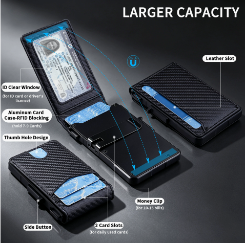 กระเป๋าสตางค์ผู้ชาย OUIO หนัง  - Money Clip Minimalist Rfid Blocking บทวิจารณ์และราคา