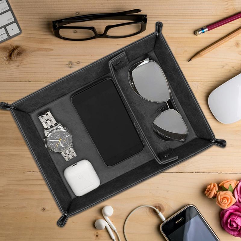 ถาดสำหรับรับพนักงานจอดรถแบบหนั - Valet Tray Nightstand Organizer Leather บทวิจารณ์และราคา