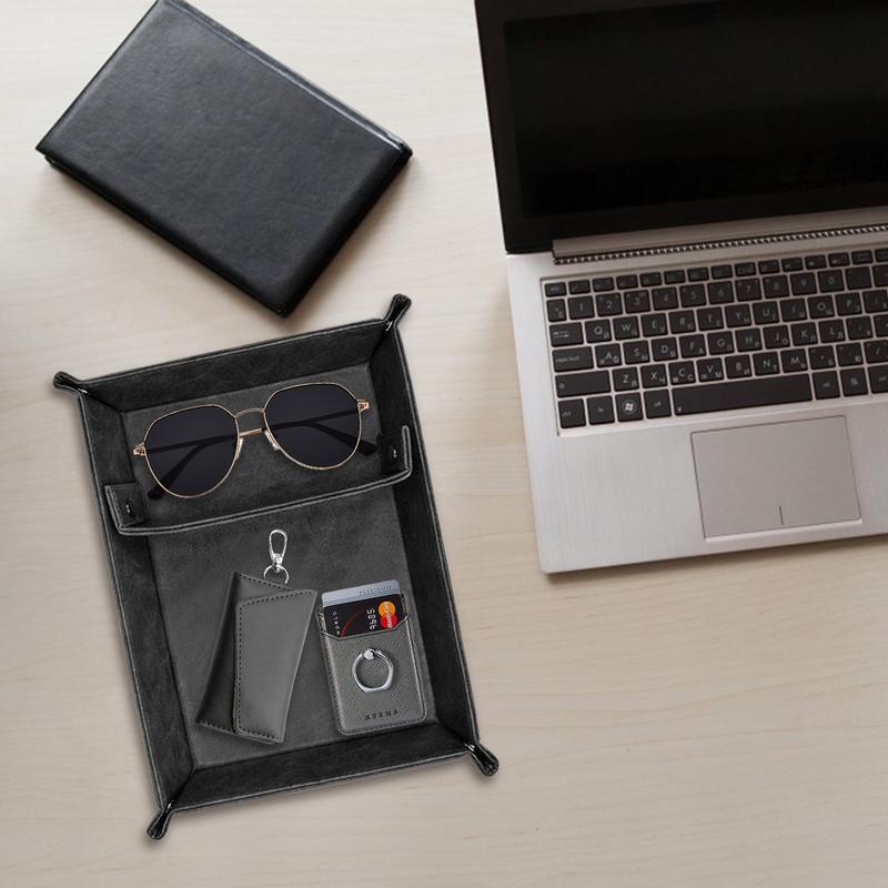 ถาดสำหรับรับพนักงานจอดรถแบบหนั - Valet Tray Nightstand Organizer Leather บทวิจารณ์และราคา