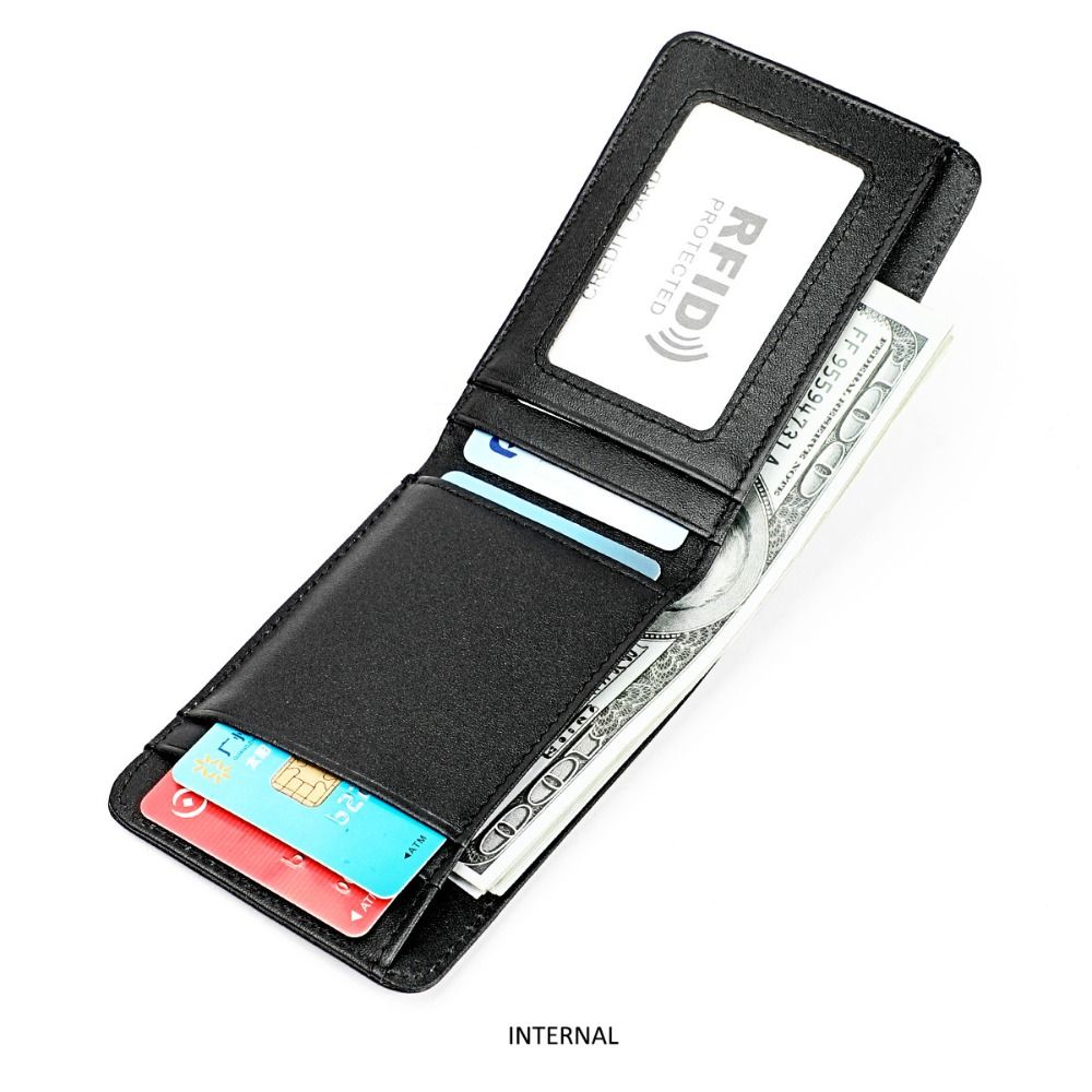 กระเป๋าสตางค์หนังแท้สำหรับผู้ช - Money Clip Minimalist Rfid Blocking บทวิจารณ์และราคา