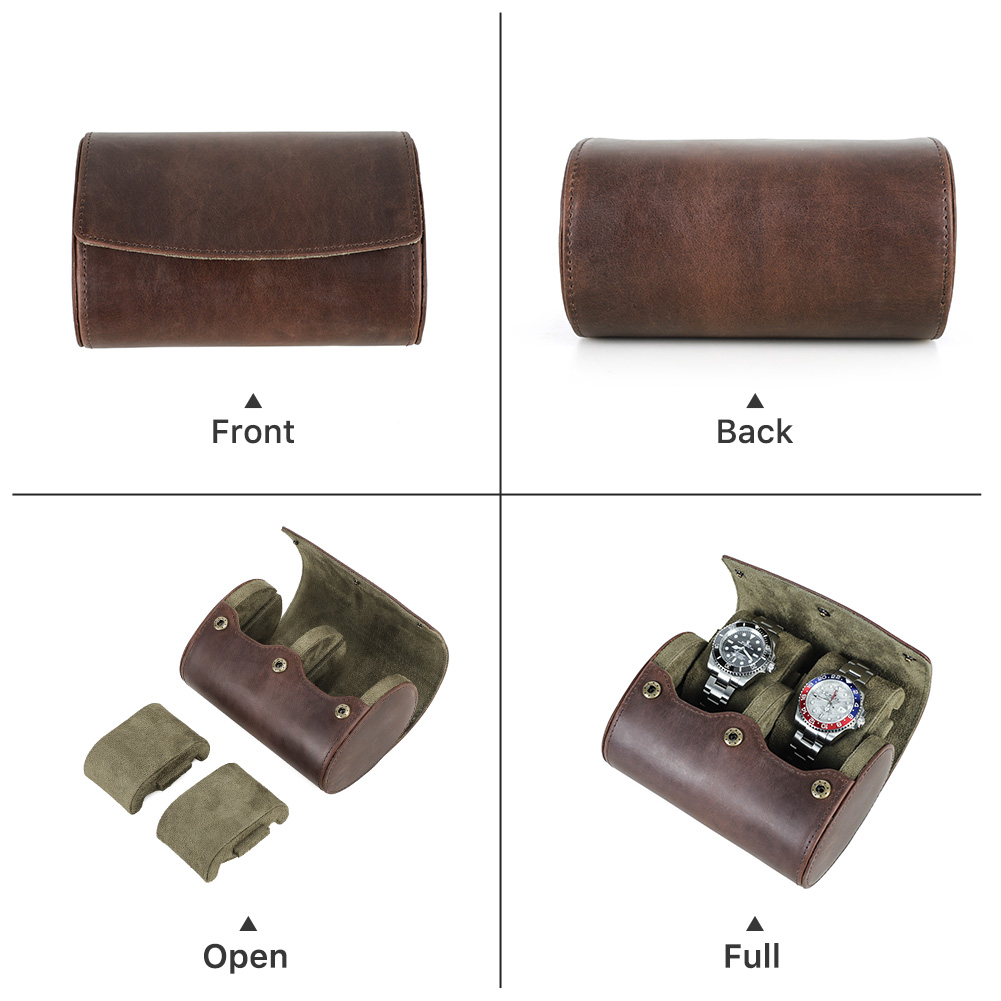 กล่องใส่นาฬิกาหนังแท้สไตล์วินเ - Watch Travel Roll Case 3 Slots Leather บทวิจารณ์และราคา