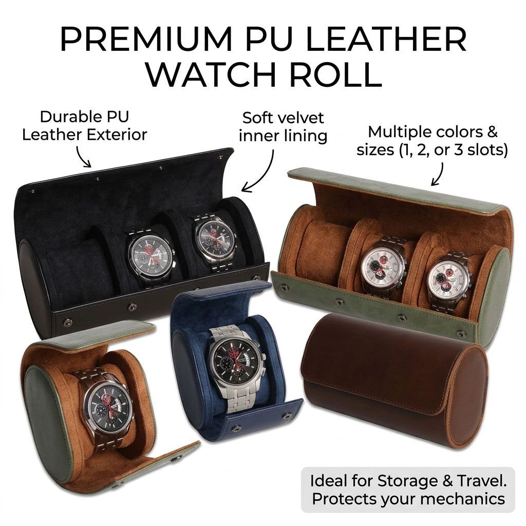 กล่องเก็บนาฬิกาแบบพกพา 1 2 3 ช - Watch Travel Roll Case 3 Slots Leather บทวิจารณ์และราคา