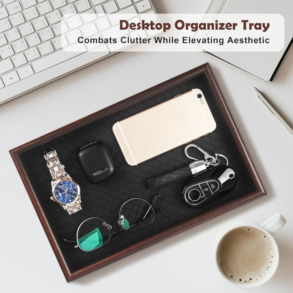 ถาดใส่ของอเนกประสงค์ฐานหนังหุ้ - Valet Tray Nightstand Organizer Leather บทวิจารณ์และราคา