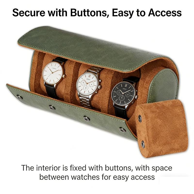 กล่องเก็บนาฬิกาหนังแท้แบบหรูหร - Watch Travel Roll Case 3 Slots Leather บทวิจารณ์และราคา