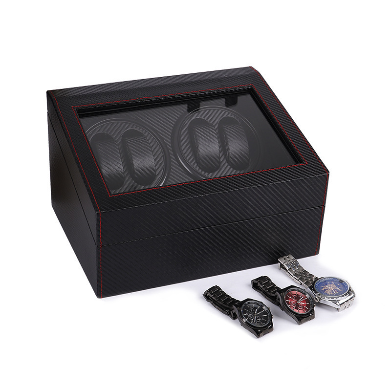 กล่องหมุนนาฬิกาหนัง 4 ช่อง อุป - Watch Display Storage Box Carbon Fiber บทวิจารณ์และราคา