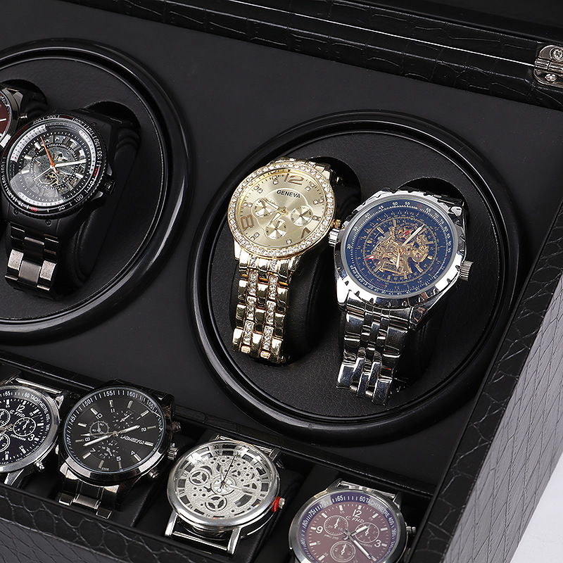 กล่องหมุนนาฬิกาหนัง 4 ช่อง อุป - Watch Display Storage Box Carbon Fiber บทวิจารณ์และราคา