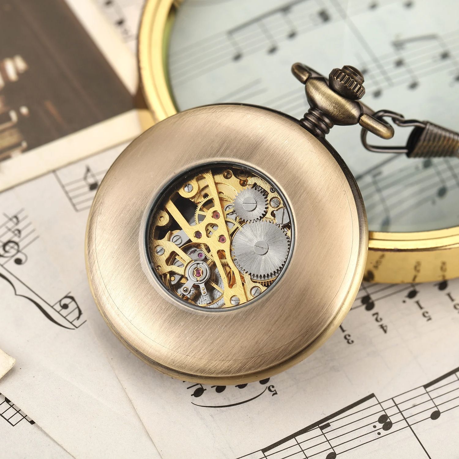 วินเทจหรูหราแหวนไม้โครงกระดูกน - Pocket Watch Mechanical Skeleton Vintage บทวิจารณ์และราคา