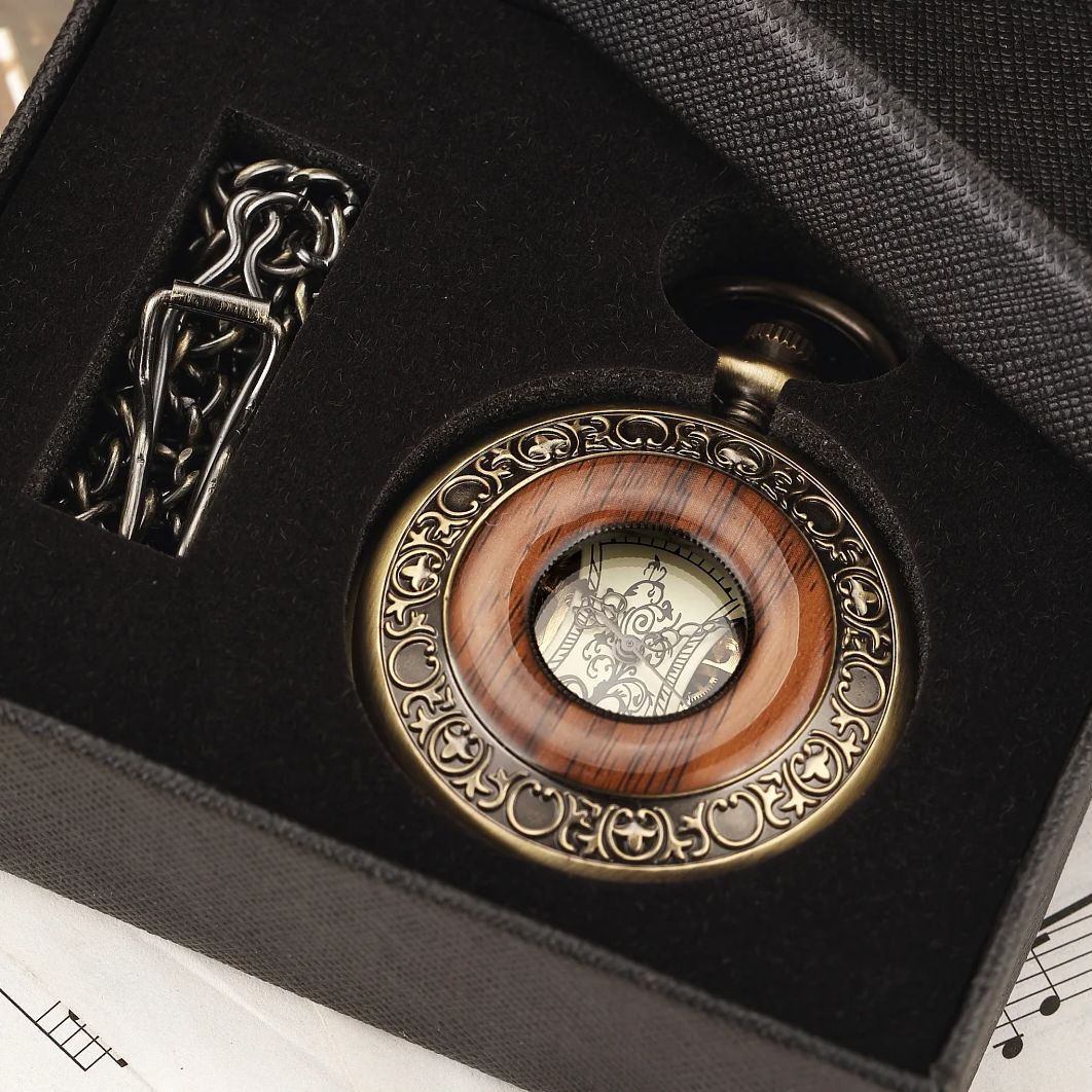 วินเทจหรูหราแหวนไม้โครงกระดูกน - Pocket Watch Mechanical Skeleton Vintage บทวิจารณ์และราคา