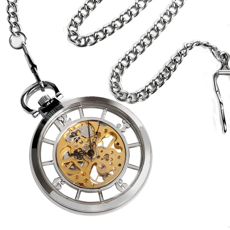 Transparent Hollow Hand Wind M - Pocket Watch Mechanical Skeleton Vintage บทวิจารณ์และราคา