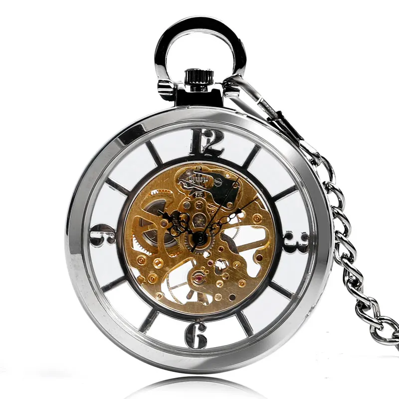 Transparent Hollow Hand Wind M - Pocket Watch Mechanical Skeleton Vintage บทวิจารณ์และราคา