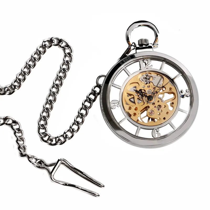 Transparent Hollow Hand Wind M - Pocket Watch Mechanical Skeleton Vintage บทวิจารณ์และราคา