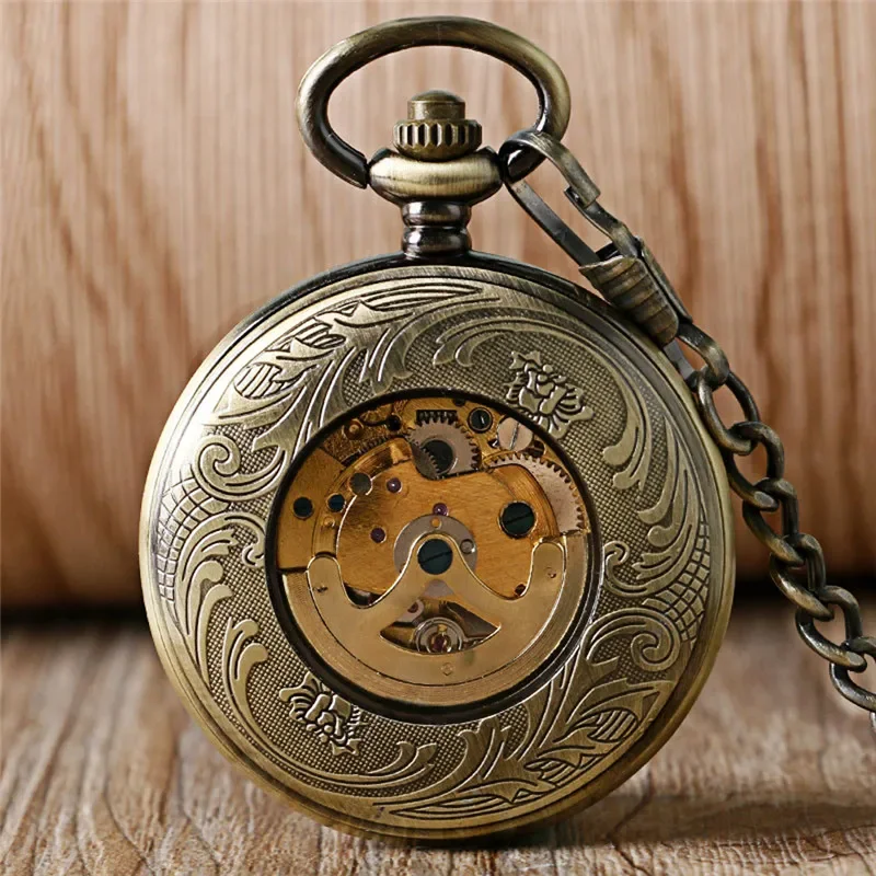 นาฬิกาพกกลไกอัตโนมัติลายหัวกะโ - Pocket Watch Mechanical Skeleton Vintage บทวิจารณ์และราคา