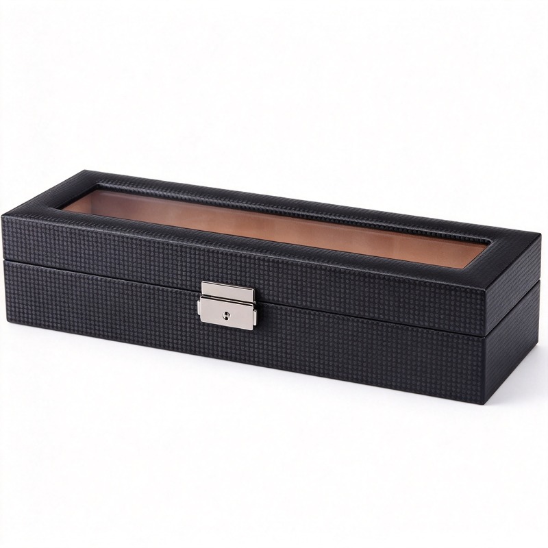 กล่องเก็บนาฬิกาหนังลายคาร์บอนไ - Watch Display Storage Box Carbon Fiber บทวิจารณ์และราคา