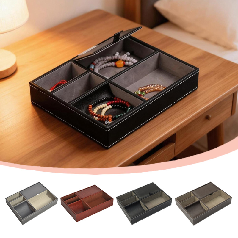 ถาดใส่ของหนังและไม้สำหรับผู้ชา - Valet Tray Nightstand Organizer Leather บทวิจารณ์และราคา