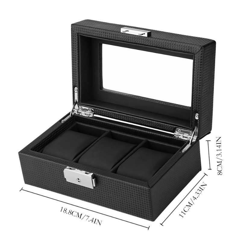กล่องจัดแสดงนาฬิกาคาร์บอนไฟเบอ - Watch Display Storage Box Carbon Fiber บทวิจารณ์และราคา