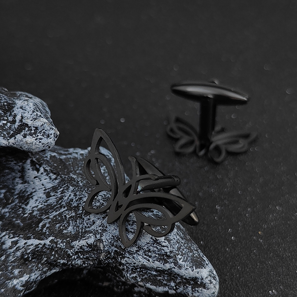 กระดุมข้อมือผีเสื้อกลวงแบบหนีบ - Cufflinks Men Stainless Steel Luxury บทวิจารณ์และราคา