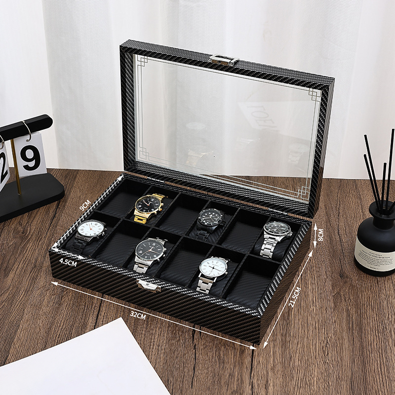 กล่องเก็บนาฬิกาหรูหรา ระดับไฮเ - Watch Display Storage Box Carbon Fiber บทวิจารณ์และราคา