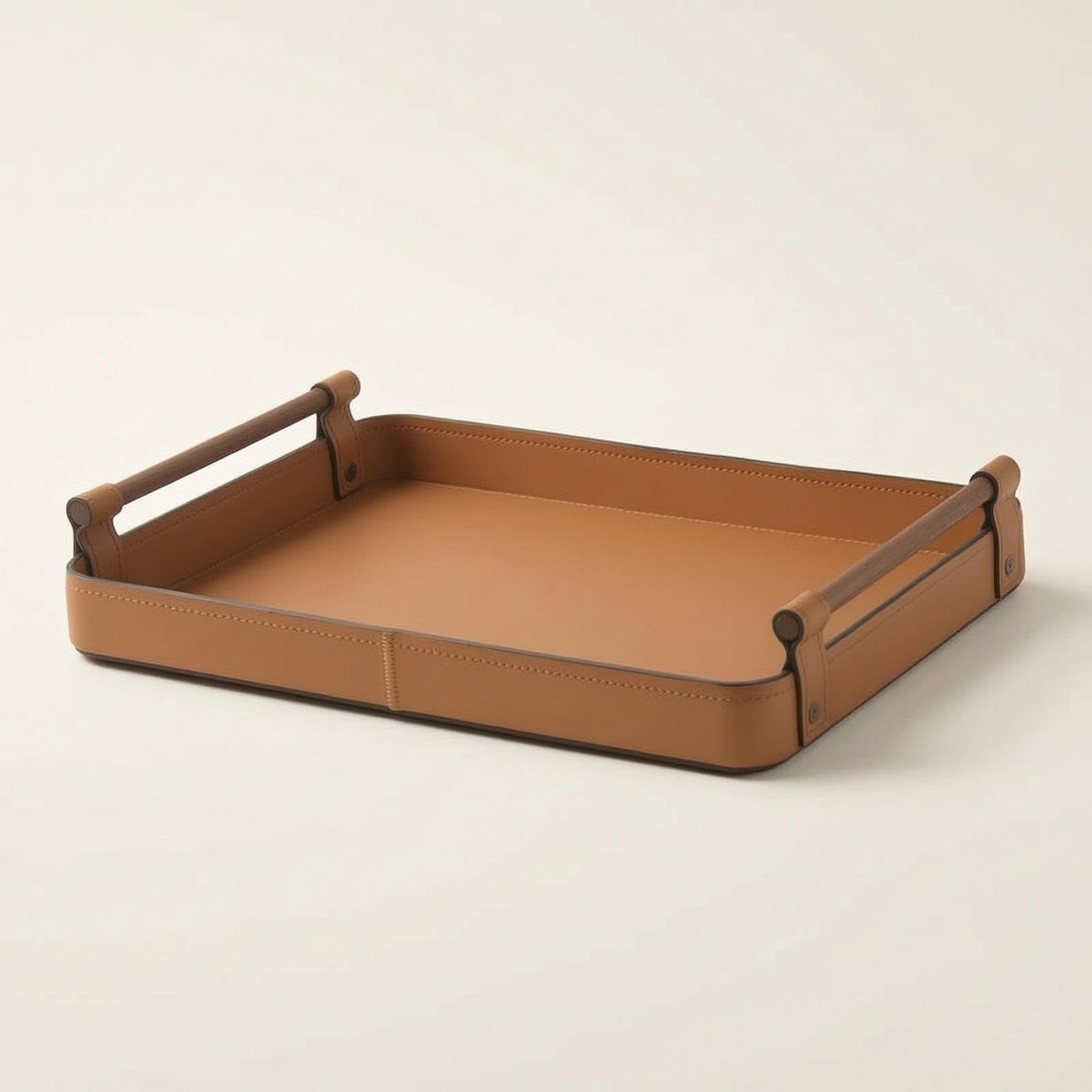 ถาดเก็บของพร้อมที่จับ ถาดอเนกป - Valet Tray Nightstand Organizer Leather บทวิจารณ์และราคา