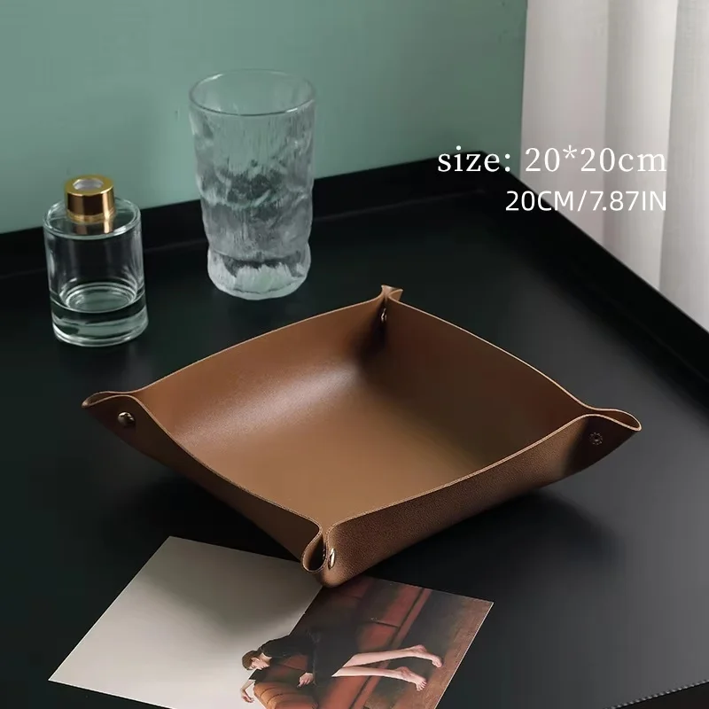 1 ชิ้น ถาดจัดระเบียบพับได้ ขนา - Valet Tray Nightstand Organizer Leather บทวิจารณ์และราคา