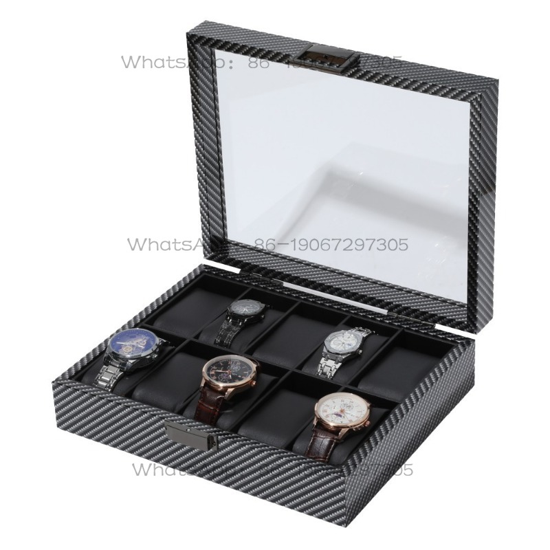 กล่องเก็บนาฬิกาไม้ลายคาร์บอนไฟ - Watch Display Storage Box Carbon Fiber บทวิจารณ์และราคา
