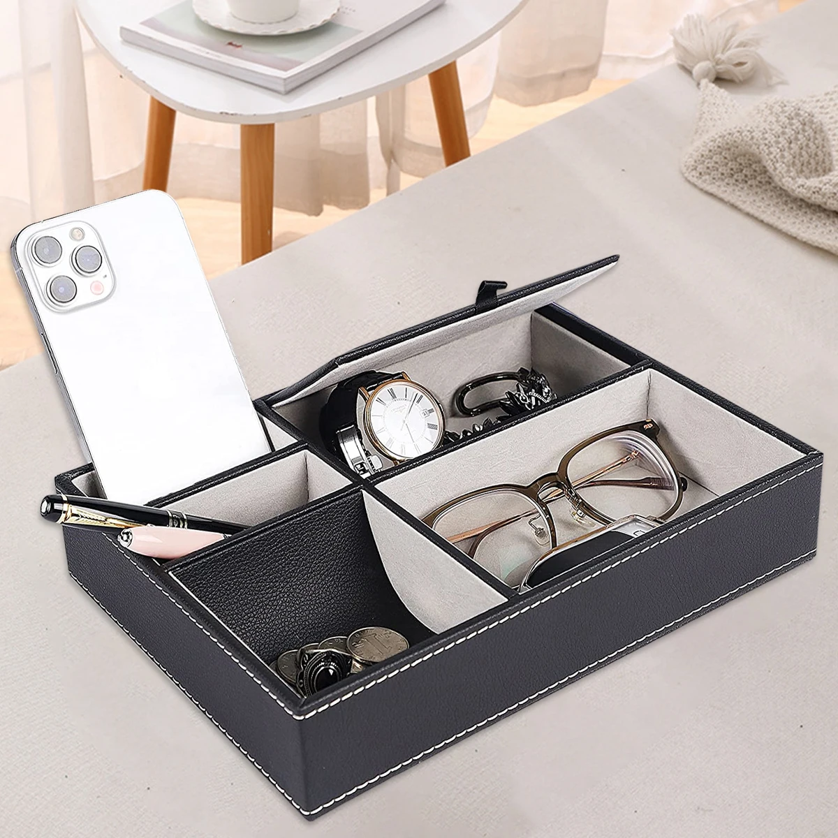 ถาดจัดระเบียบสำหรับผู้ชายทำจาก - Valet Tray Nightstand Organizer Leather บทวิจารณ์และราคา