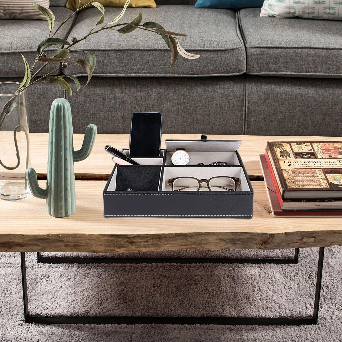 ถาดจัดระเบียบสำหรับผู้ชายทำจาก - Valet Tray Nightstand Organizer Leather บทวิจารณ์และราคา