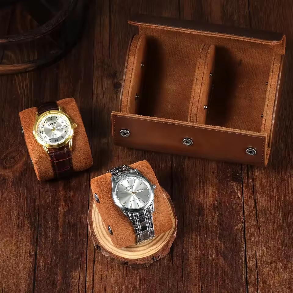 กล่องใส่นาฬิกาแบบพกพา-1/2/3 ช่ - Watch Travel Roll Case 3 Slots Leather บทวิจารณ์และราคา