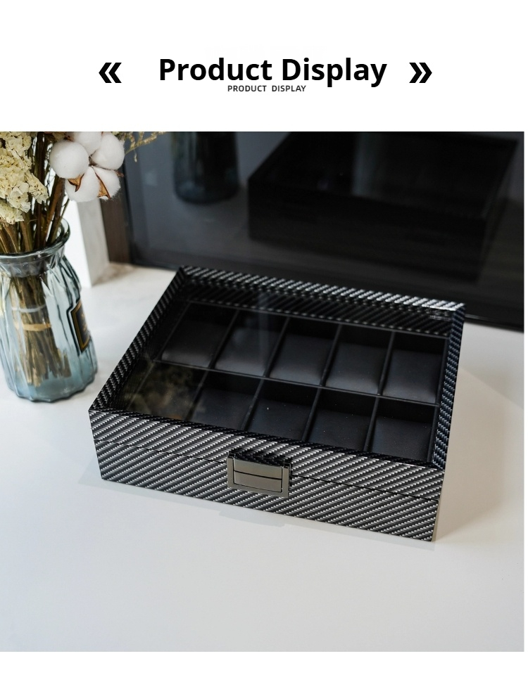 กล่องเก็บนาฬิกาสำหรับผู้ชาย วั - Watch Display Storage Box Carbon Fiber บทวิจารณ์และราคา