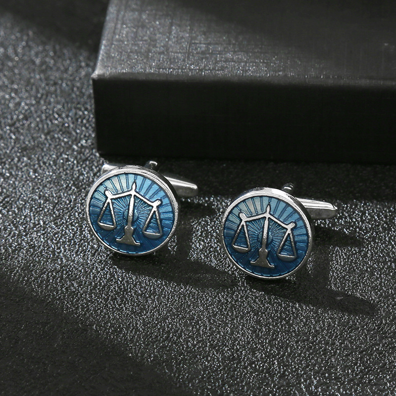 สินค้าใหม่ประณีตรอบ Blue Balan - Cufflinks Men Stainless Steel Luxury บทวิจารณ์และราคา