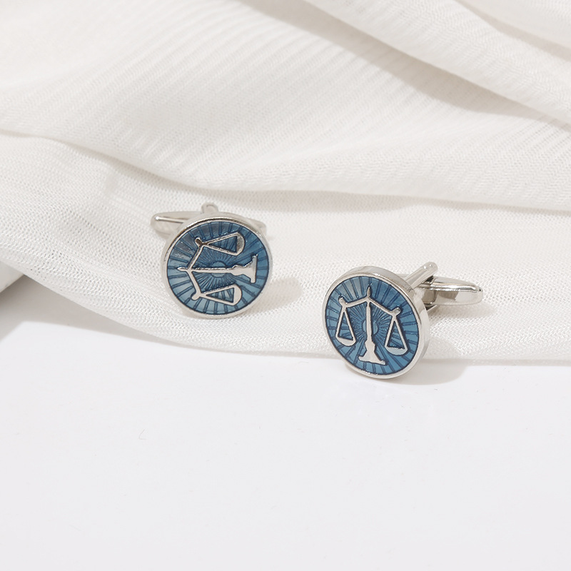 สินค้าใหม่ประณีตรอบ Blue Balan - Cufflinks Men Stainless Steel Luxury บทวิจารณ์และราคา