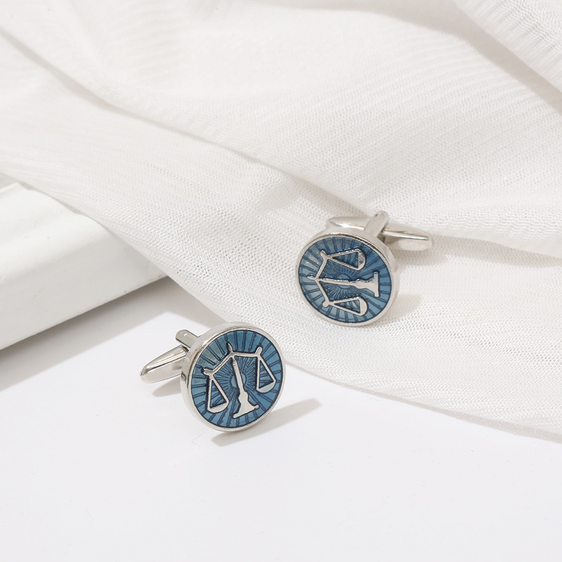 สินค้าใหม่ประณีตรอบ Blue Balan - Cufflinks Men Stainless Steel Luxury บทวิจารณ์และราคา