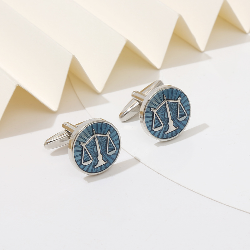 สินค้าใหม่ประณีตรอบ Blue Balan - Cufflinks Men Stainless Steel Luxury บทวิจารณ์และราคา