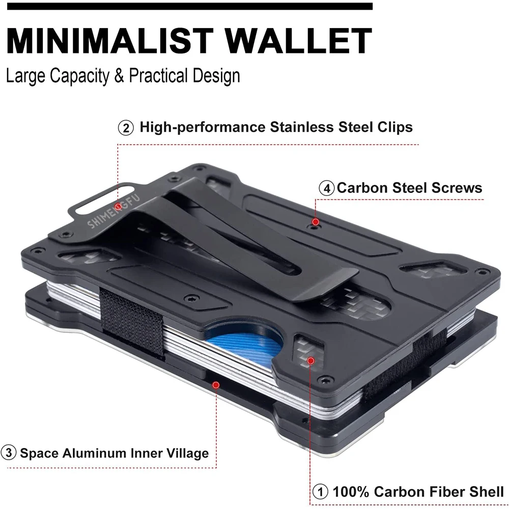 กระเป๋าสตางค์คาร์บอนไฟเบอร์สำห - Money Clip Minimalist Rfid Blocking บทวิจารณ์และราคา
