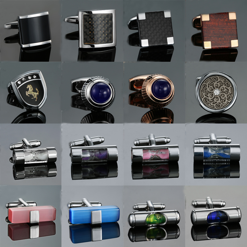 ใหม่คุณภาพสูงสแตนเลสเส้นใยสีแด - Cufflinks Men Stainless Steel Luxury บทวิจารณ์และราคา