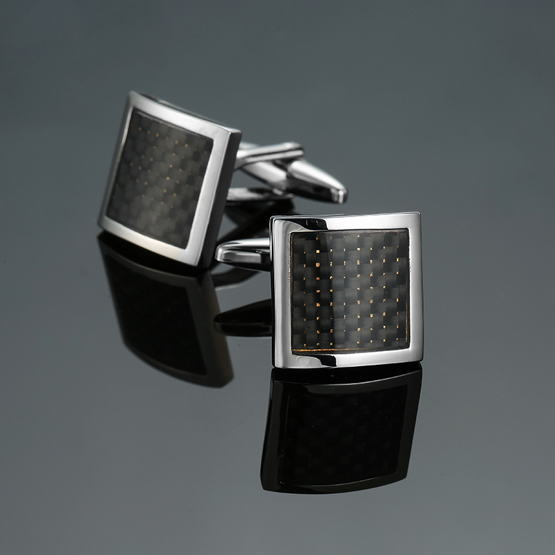 ใหม่คุณภาพสูงสแตนเลสเส้นใยสีแด - Cufflinks Men Stainless Steel Luxury บทวิจารณ์และราคา